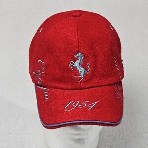 Vintage Ferrari Hat Red 1954 Coppa Toscana Primo Assoluto Tuscany Wool Blend Cap